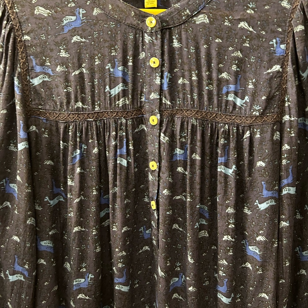 Lucky Brand Medium Soft Lightweight Patterned Swingy Blouse - Picture 4 of 4